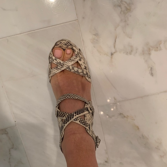 Snakeskin Calvin Klein High-Heel Strappy Sandals - Picture 6 of 8